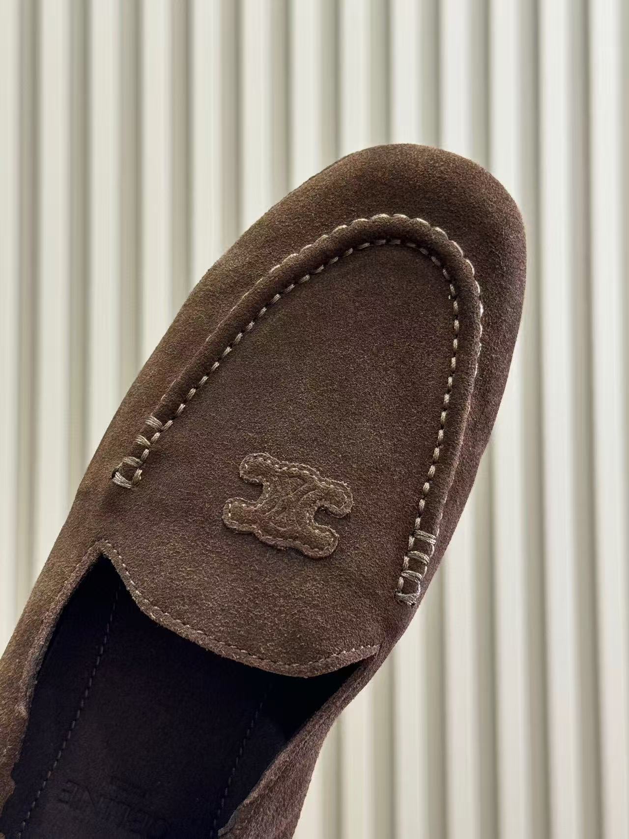 Celine Adam Loafers Dark Brown Suede