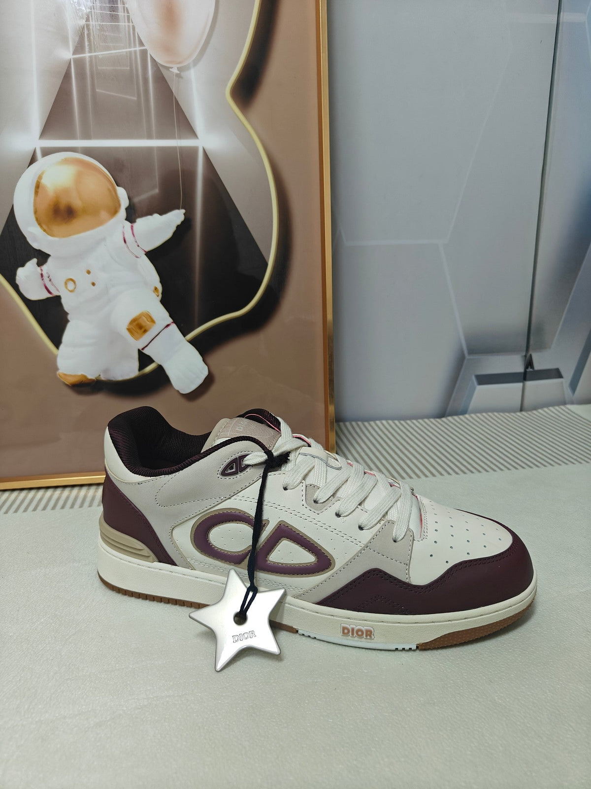 CD 26s Low Top Sneaker White Burgundy Red Calfskin 472915