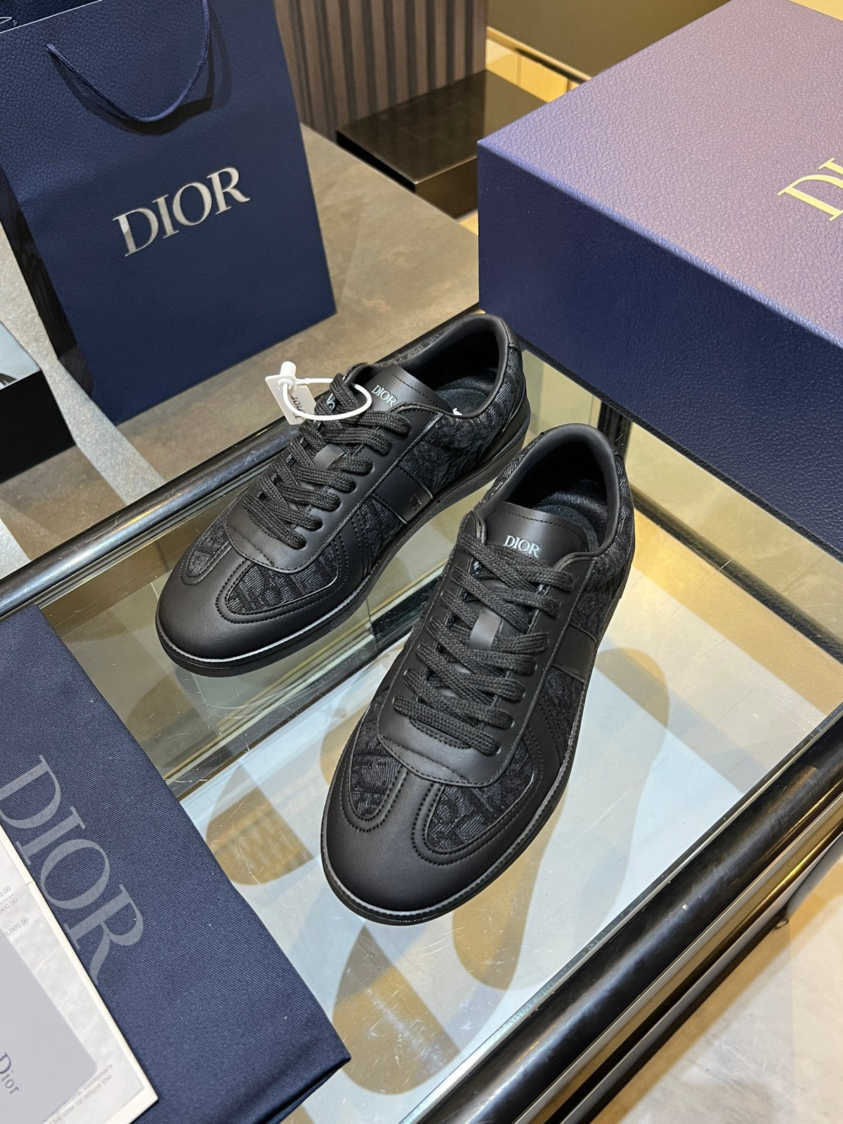 CD 26s Low Top Sneakers Black Dior Oblique Jacquard And Calfskin 728419