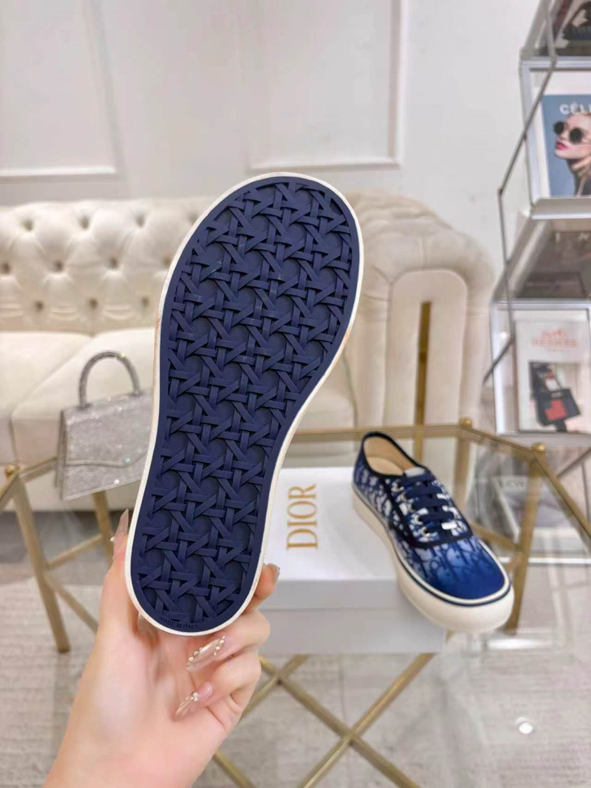 CD 26s Low Top Sneakers Blue Dior Oblique Canvas 529381