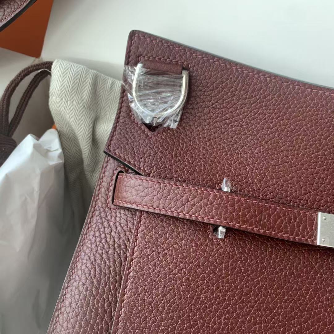 HM Jypsière 28 Bag Burgundy Togo Leather