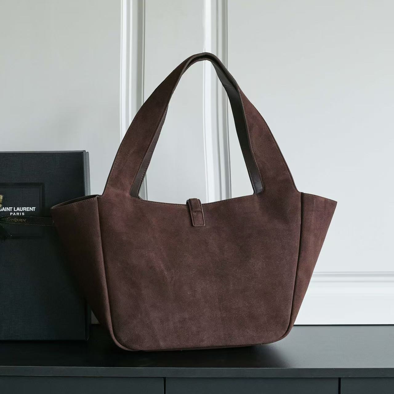 YSL Le 5 À 7 Bea Hobo Bag Dark Brown Suede