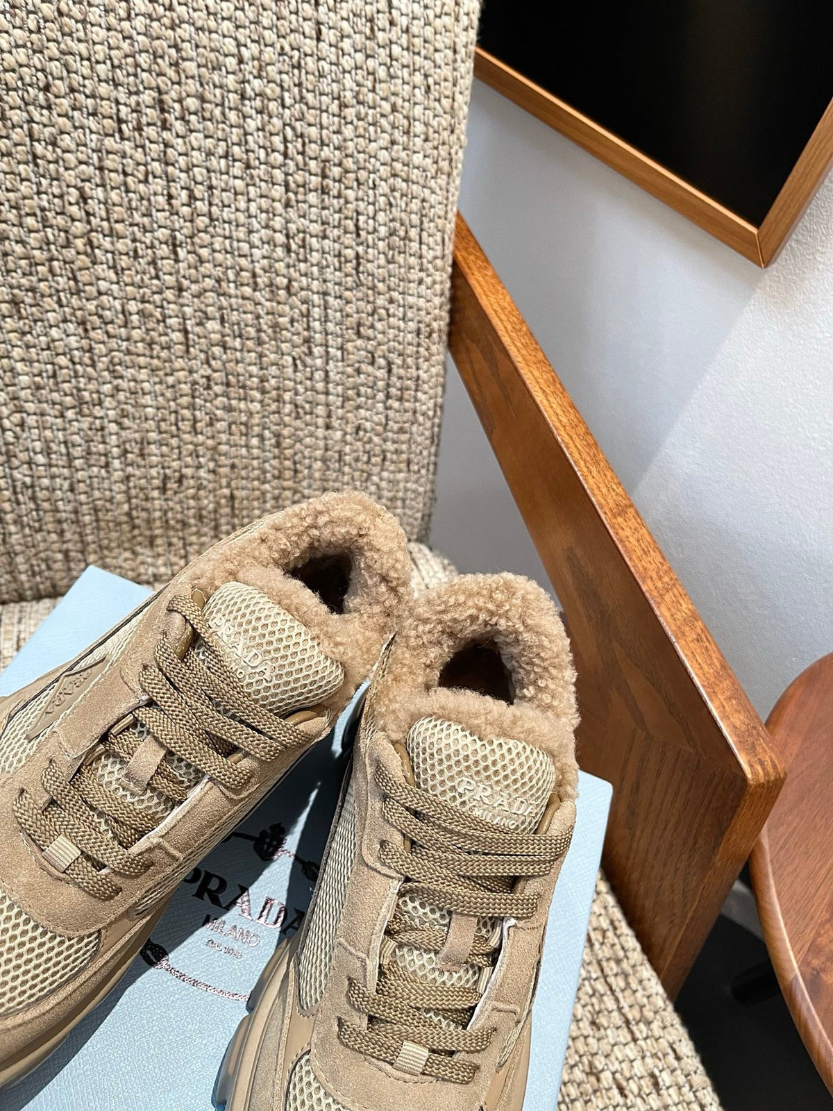 Prada 2026 Monolith Trainer Sneaker Suede Mesh Wool 175418