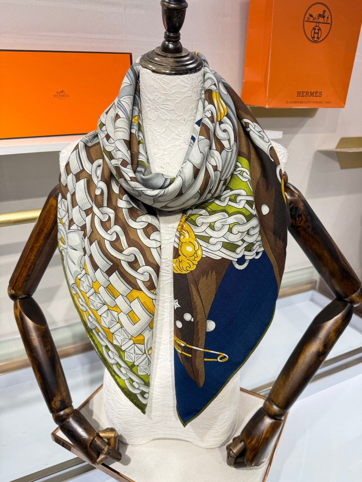 Hermes 2026 Cheval Heavy Metal Scarf 140cm Cashmere Silk