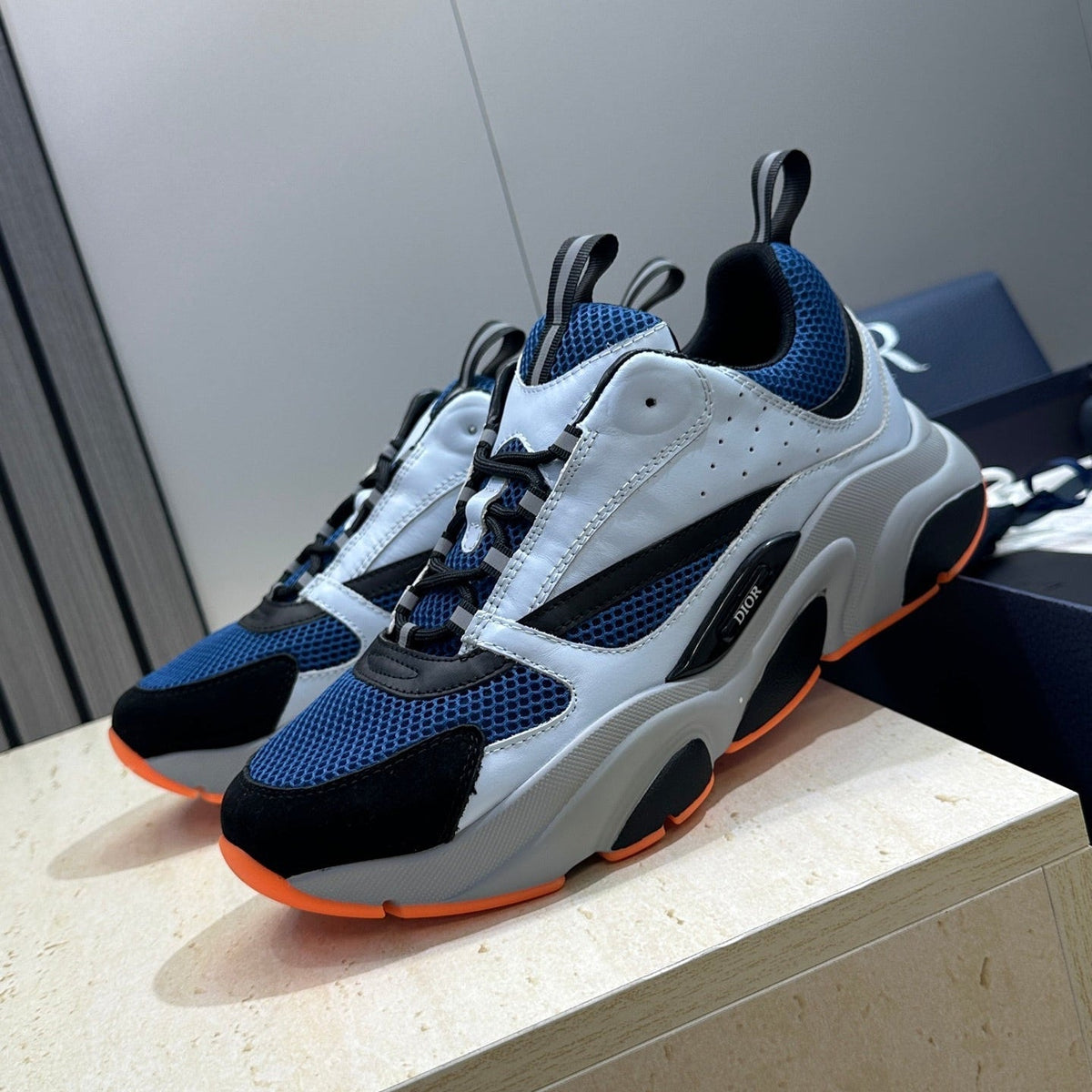 CD 26s Men B22 Sneakers Light Blue Mesh Orange Sole 814925