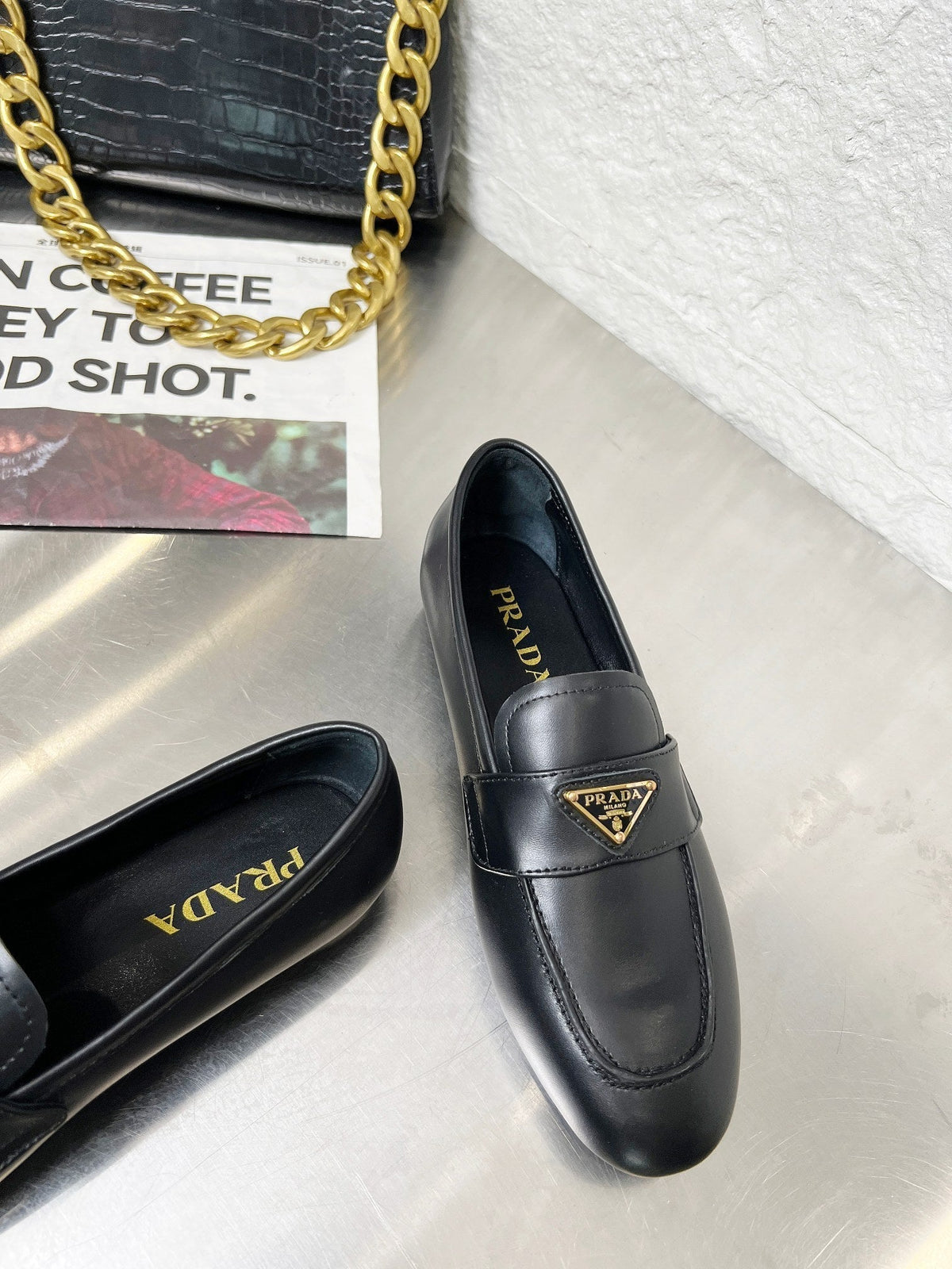 Prada 26S Classic Loafers Black Calfskin Logo