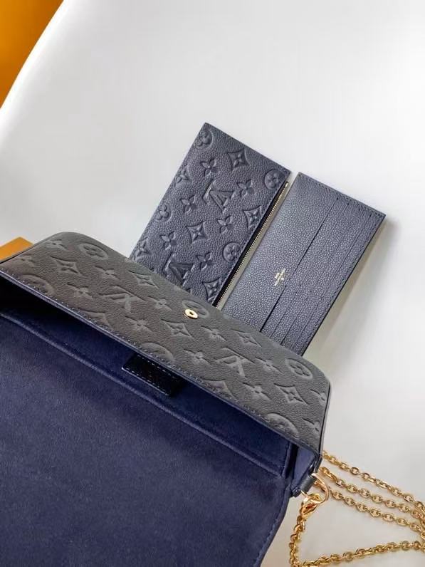 LV Félicie Pochette 21cm Black Monogram Embossed Leather GHW