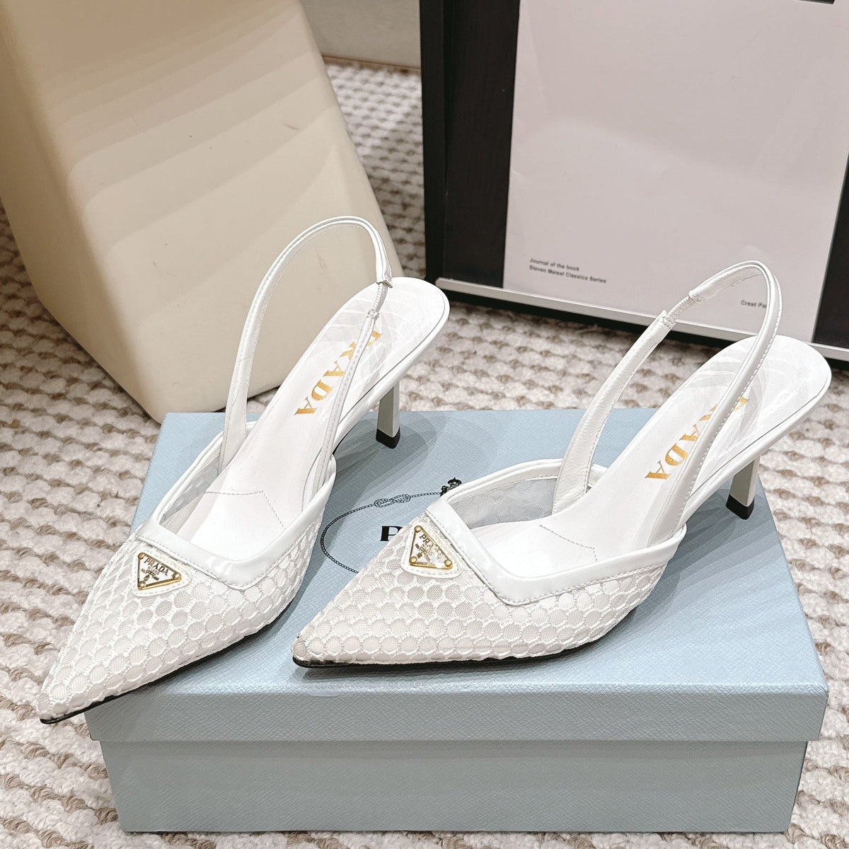 Prada 2026 Pointed-Toe Slingback 75mm Mesh 173939