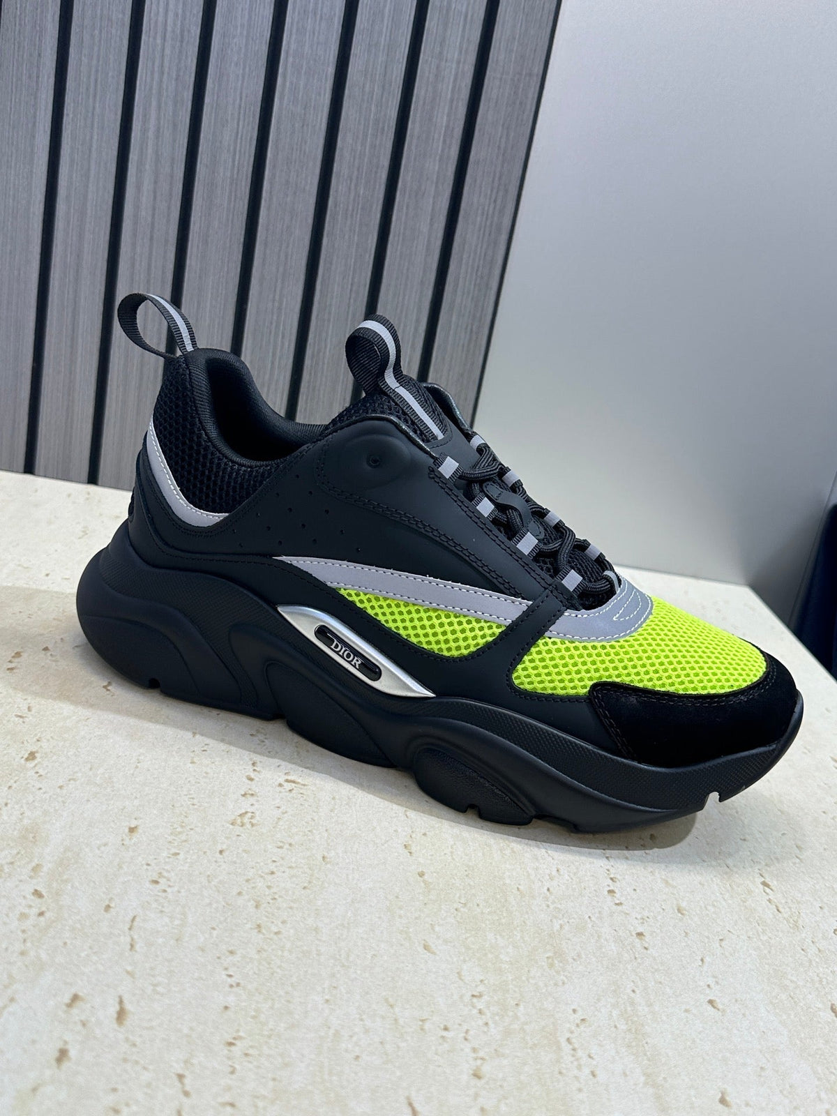 CD 26s Men B22 Sneakers Black Neon Green Mesh 729415