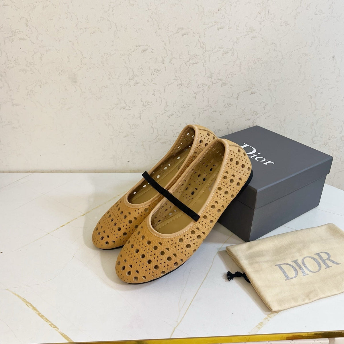 Dior 26s Mary Jane Flats Dark Beige Calfskin