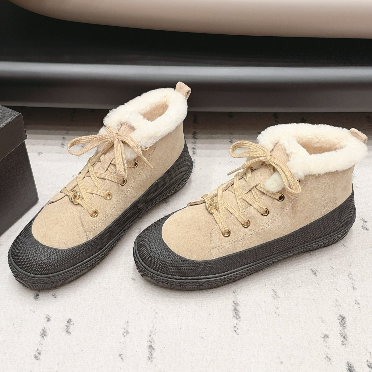 Chanel 2026 Lace-up Ankle Boots Suede Wool 175875