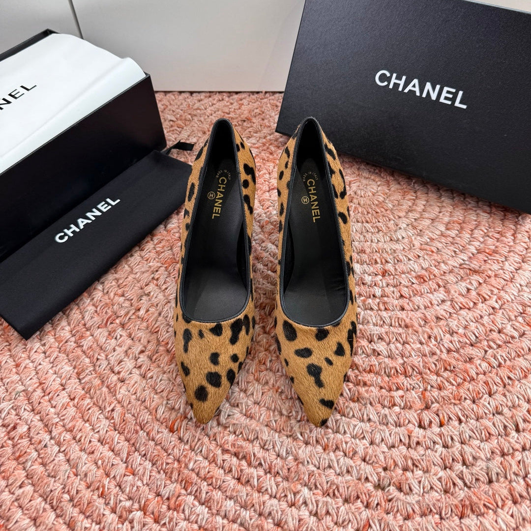 CC 26s High Heels In Brown Pony Hair With Leopard-Print