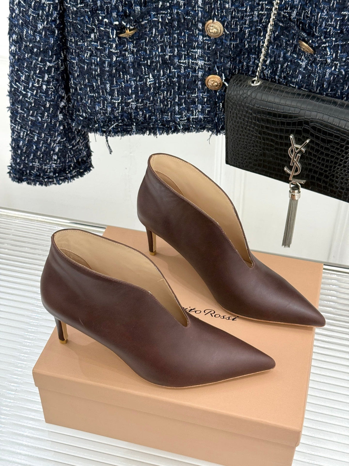 GR 26s Vania Pumps 9cm Brown Leather 175085