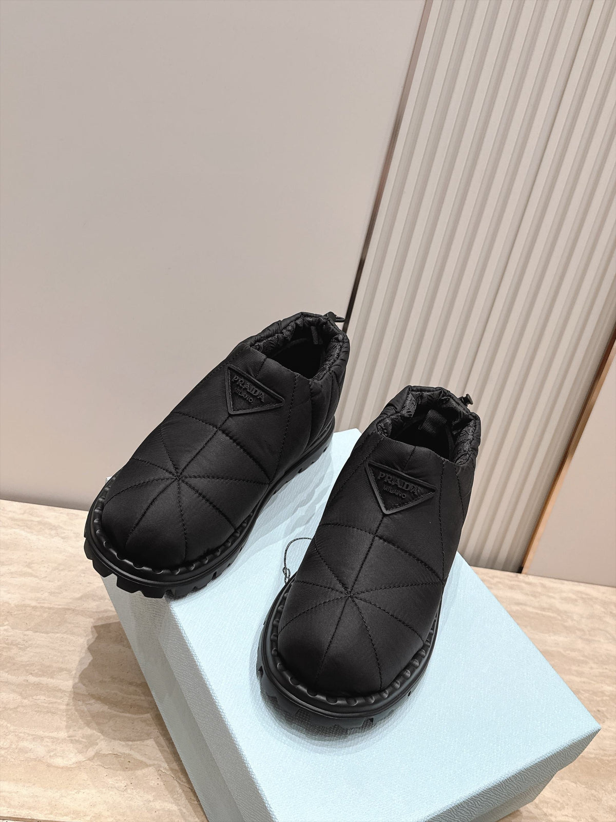 Prada 2026 Paddled Nylon Slip-on Boots Fabric 180388