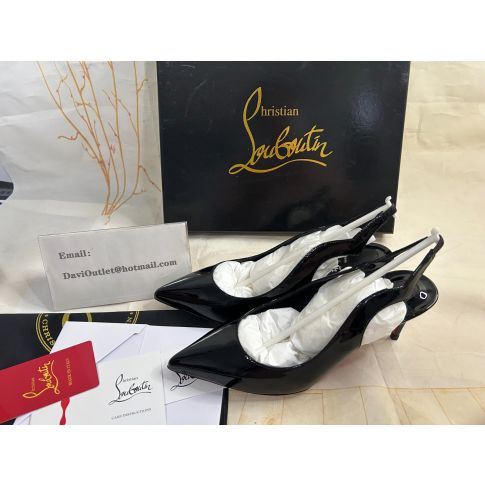 CL Hot Chick Sling 70 Mm Sling Back Pumps Patent Leather Black
