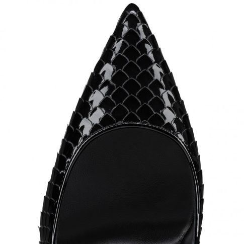 CL Kate 120 MM Pumps Embossed Patent Calf Leather Birdy Black