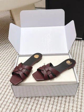 YSL 26ss Melody Stiletto Flat Slippers Calfskin