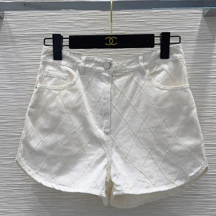 Chanel 2026 Denim Short Blue and White Cotton 731807
