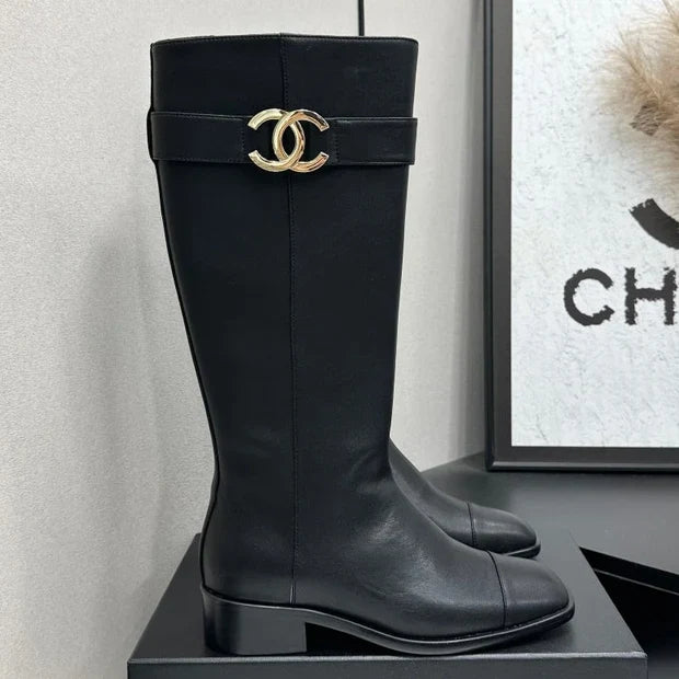 Chanel 2026 Metiers D'art Knee-High Boots 45mm Suede Cowhide 986193