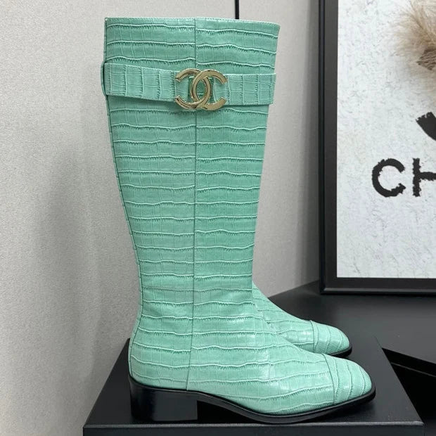 Chanel 2026 Metiers D'art Knee-High Boots 45mm Suede Cowhide 986193