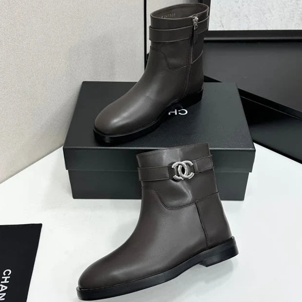 Chanel 2026 CC Logo Belted Boots Cowhide 985942