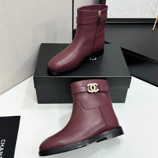Chanel 2026 CC Logo Belted Boots Cowhide 985942