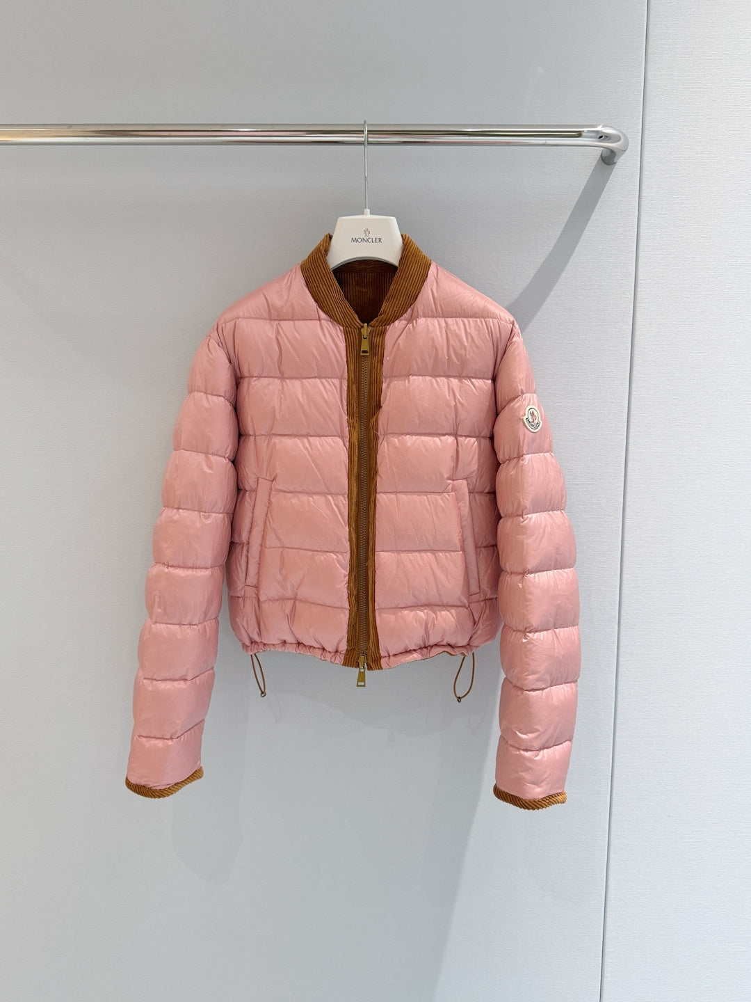 Moncler 26s Blageon Corduroy Reversible Down Jacket Brown Pink 418778