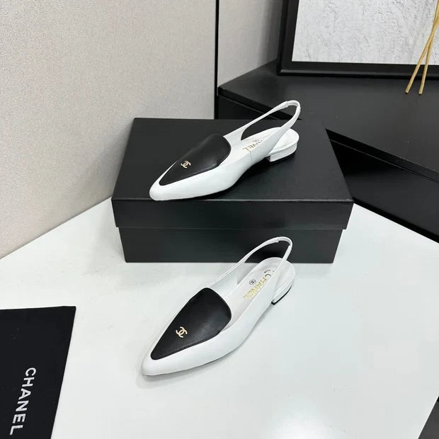 Chanel 2026 Two-Tone Flat Slingbacks Suede Leather 985827