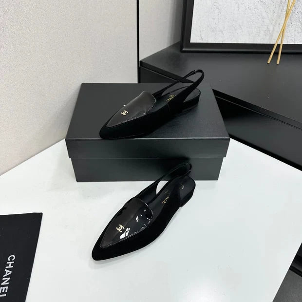 Chanel 2026 Two-Tone Flat Slingbacks Suede Leather 985827