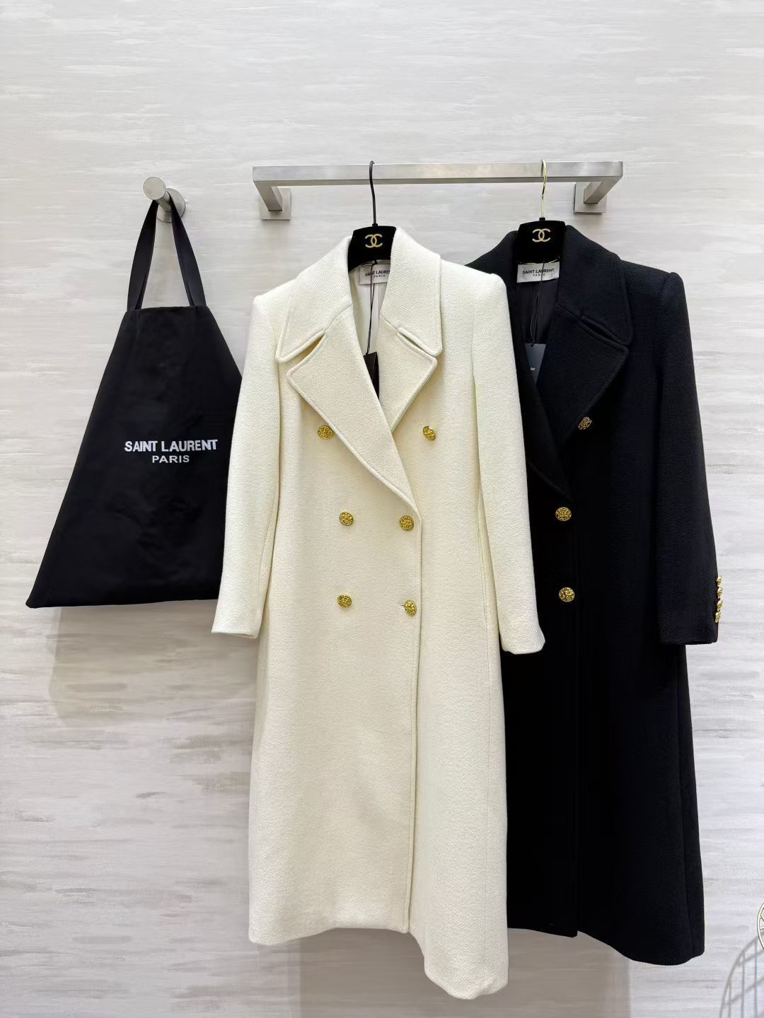 YSL Double-Breasted Coat Wool 427452
