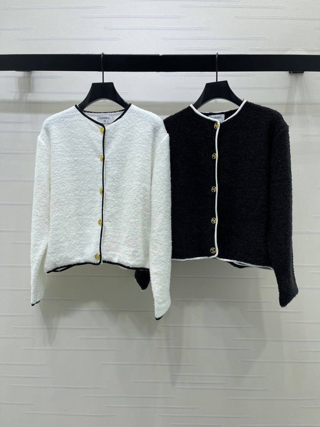 CC 26s Tweed Cardigan Wool Black Knit 439786