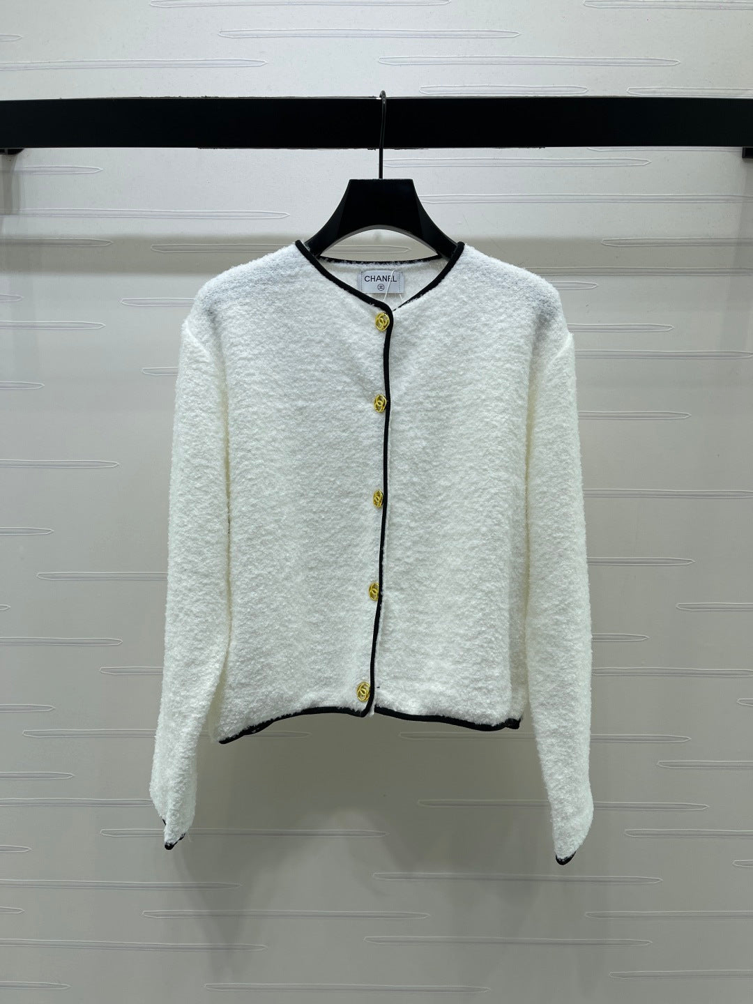CC 26s Tweed Cardigan Wool Black Knit 439786
