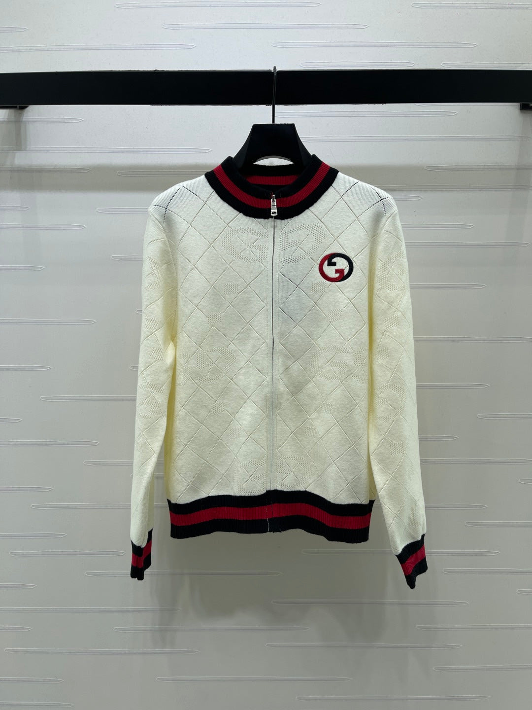 GG 26s Interlocking G Zip Up Cardigan Wool Knit 439809