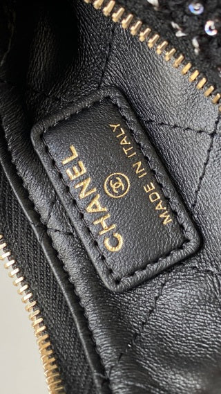 CC Mini Crescent Carry-on Bag 13 Dark Blue Wool Tweed