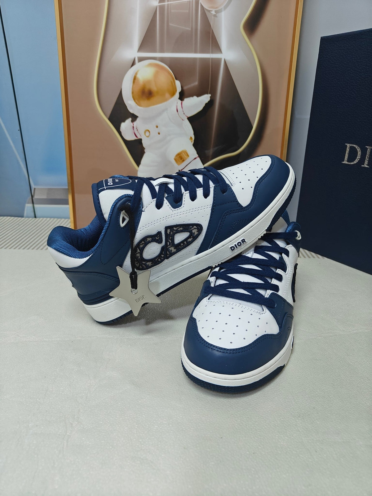 CD 26s Low Top Sneaker White Navy Blue Calfskin 294815
