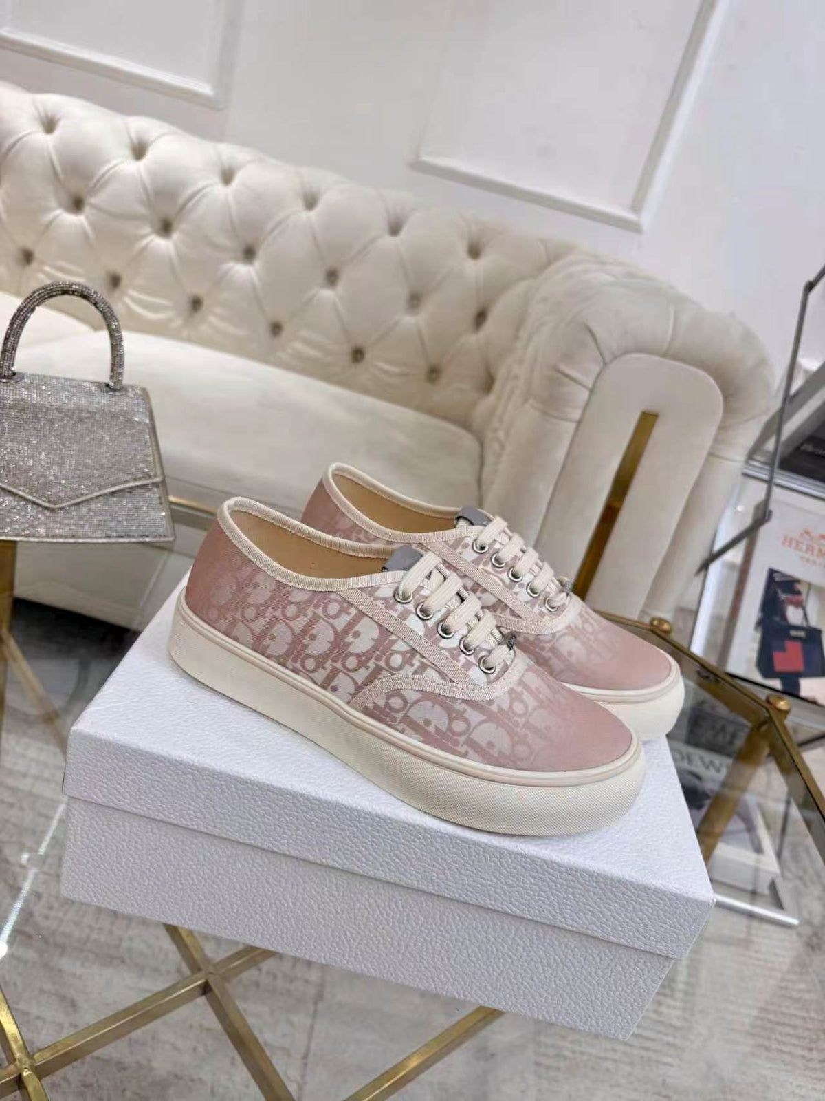 CD 26s Low Top Sneakers Light Pink Dior Oblique Canvas 839142