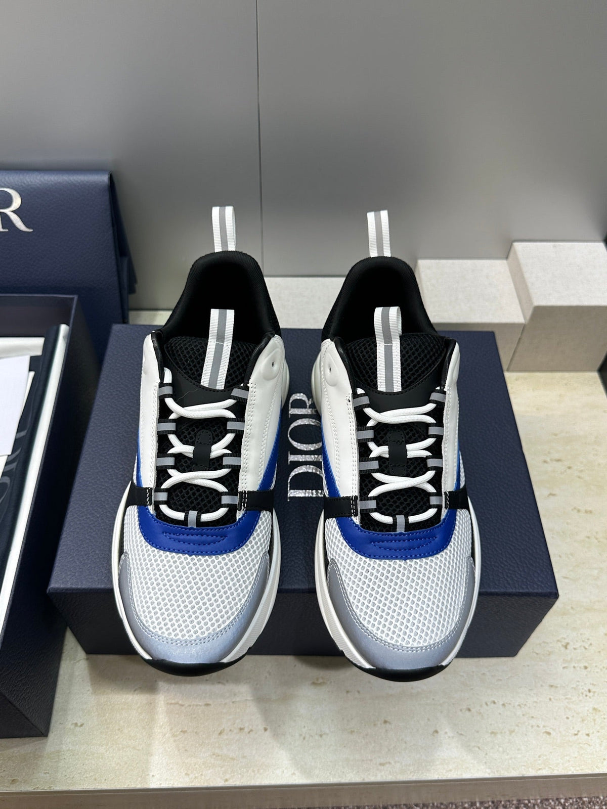 CD 26s Men B22 Sneakers White Grey Royal Blue Trim 834915