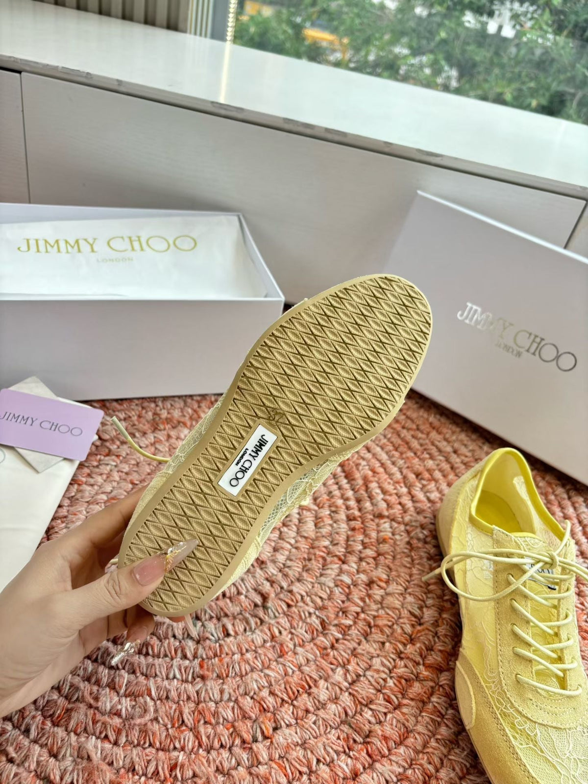 Jimmy Choo 26S Sneakers Yellow Mesh And Suede 753149