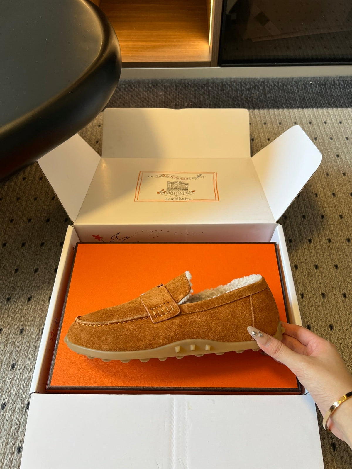 HM 26S Destin Loafers Cognac Brown Suede