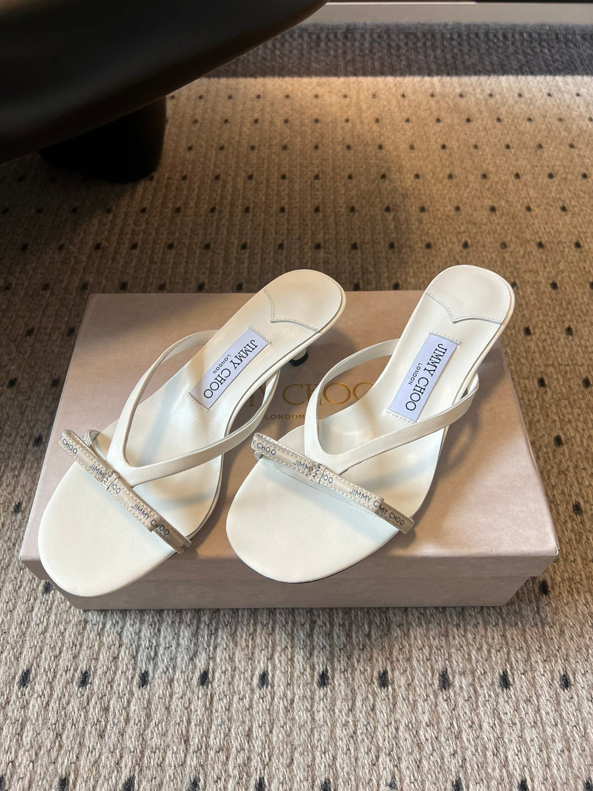 Jimmy Choo 26S Strappy Heeled Sandals White Lambskin 735194