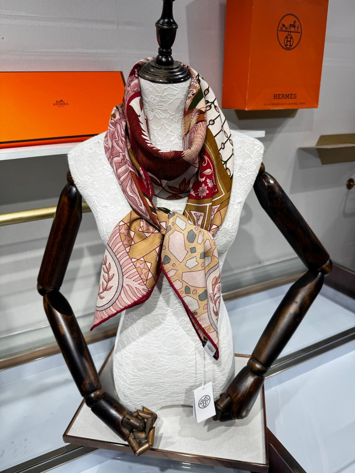 Hermes 2026 La Danse des Amazones Scarf 140cm Pink Cashmere Silk 218831
