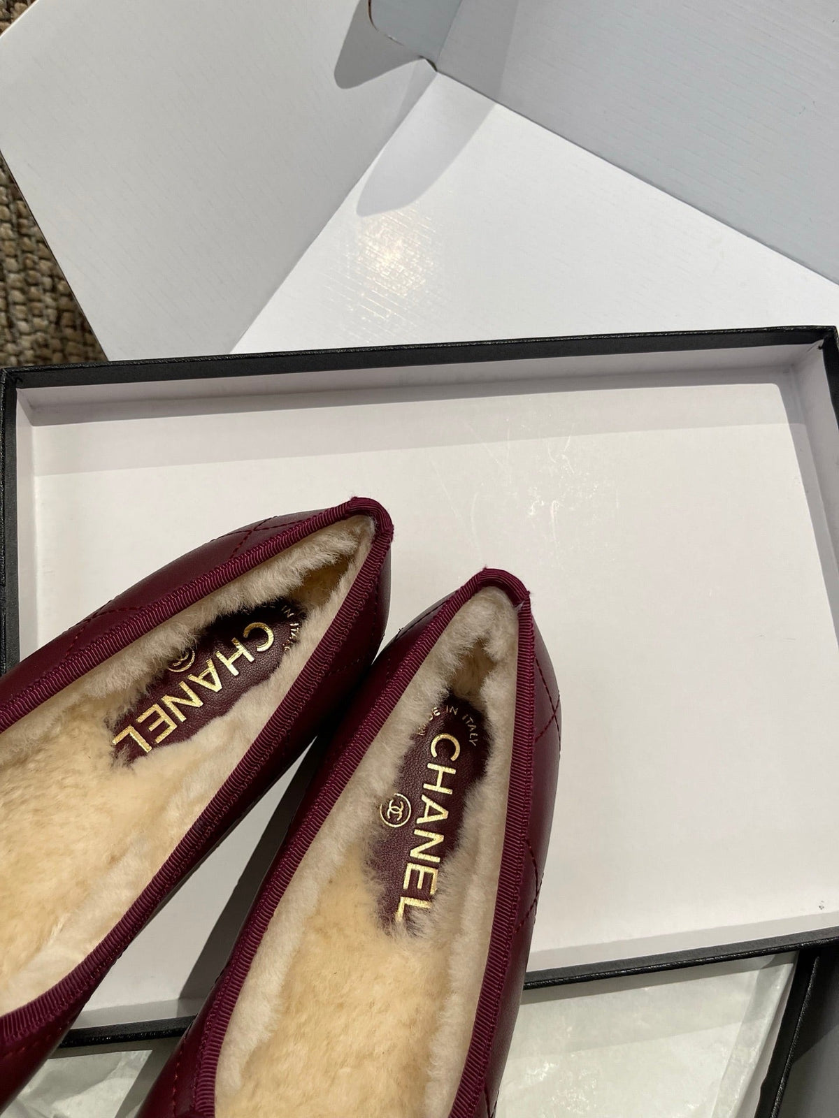 Chanel 2026 Quilted CC Cambon Ballet Flat Leather Wool 175442