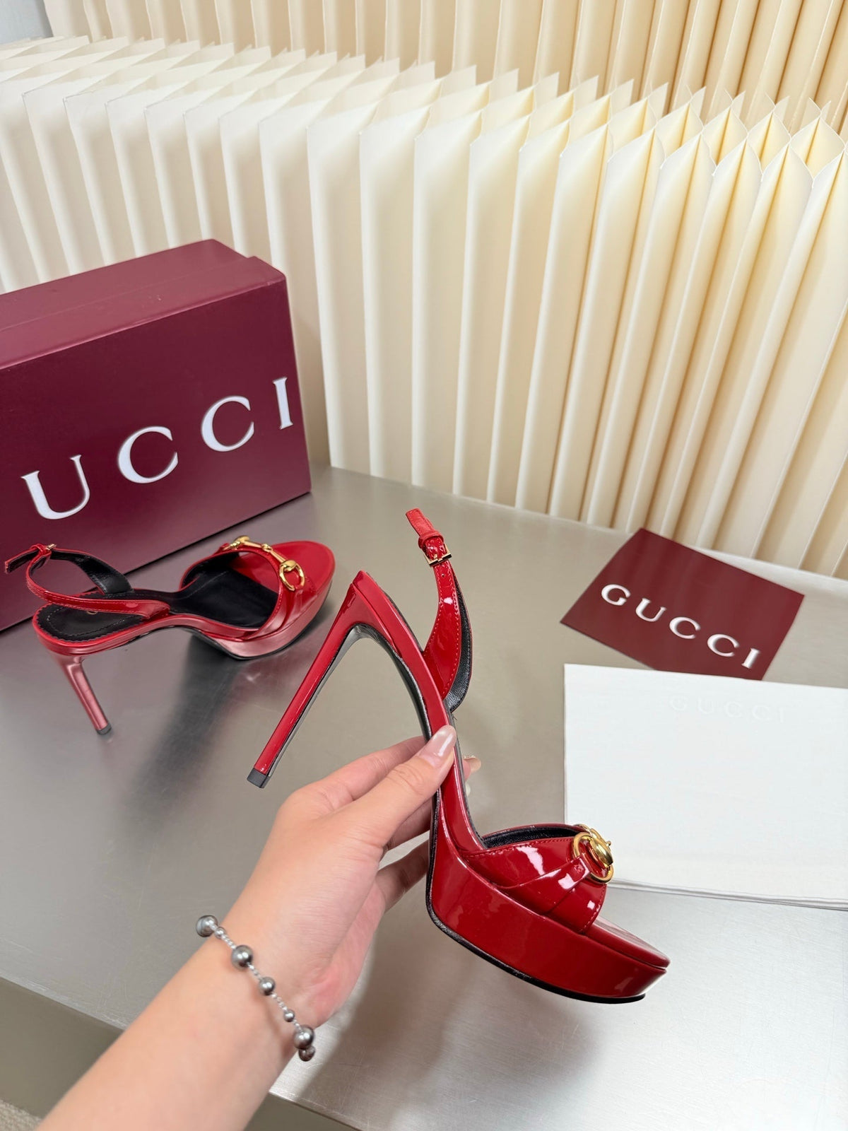 Gucci 26s Slingback Pump 10.5cm Red Glossy Calfskin