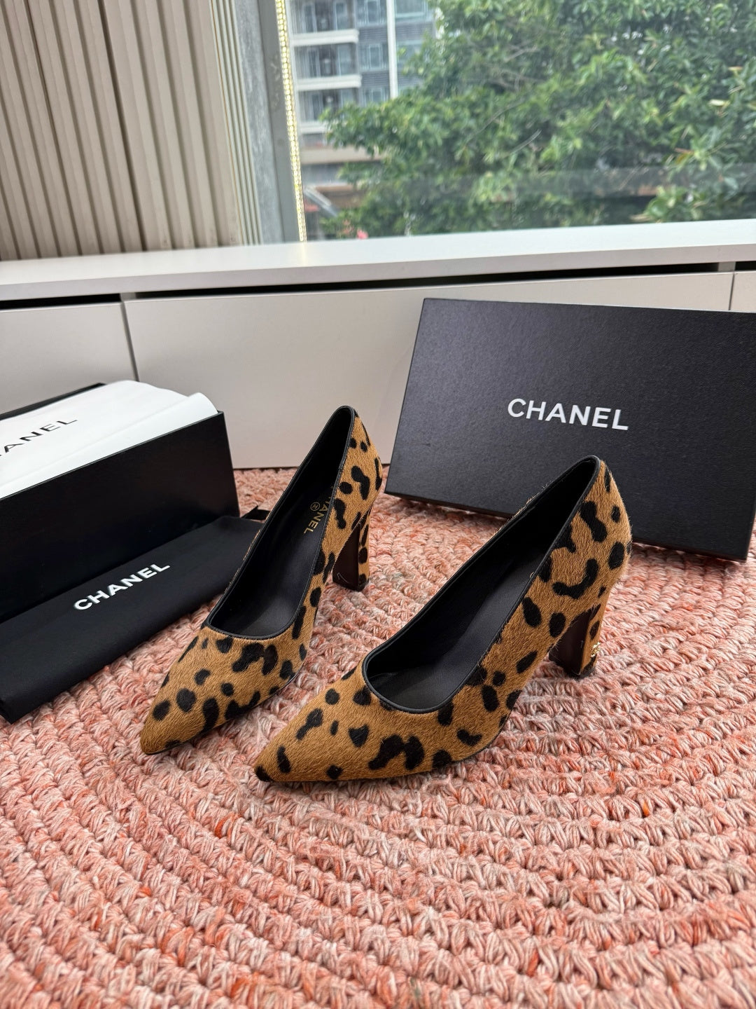 CC 26s High Heels In Brown Pony Hair With Leopard-Print