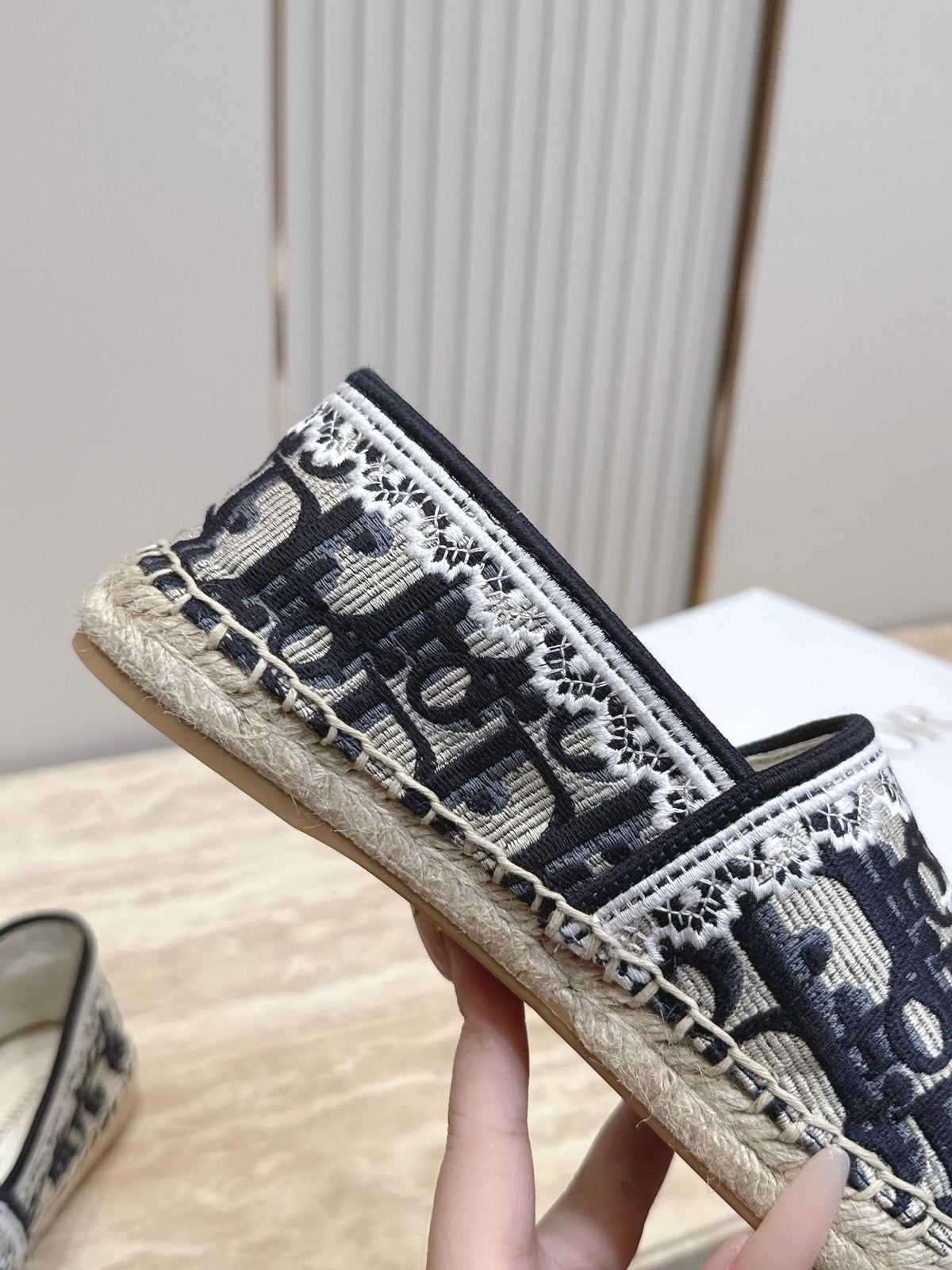 Dior 26s Siroco Espadrille Black White Dior Oblique Embroidered Canvas