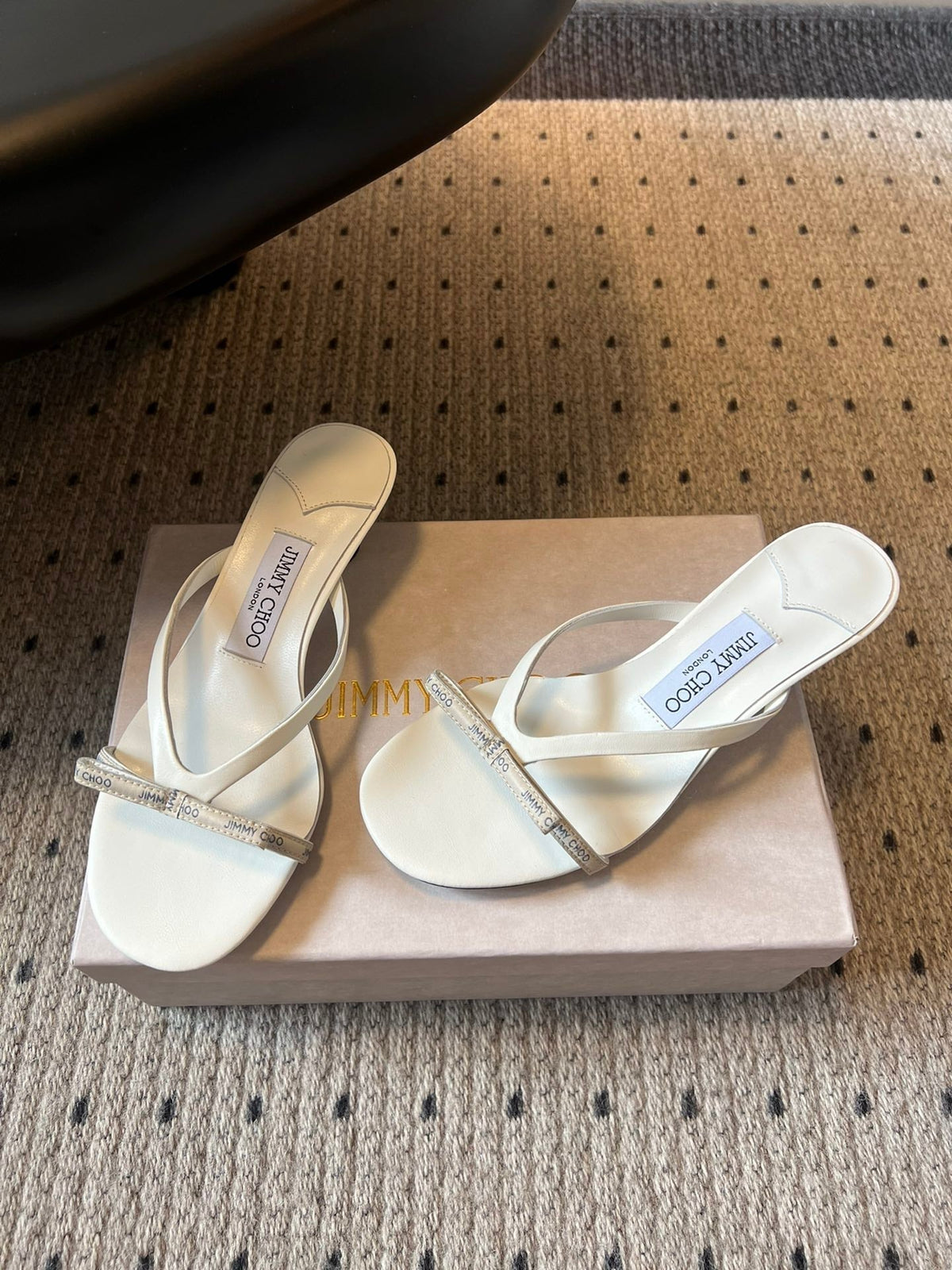 Jimmy Choo 26S Strappy Heeled Sandals White Lambskin 735194