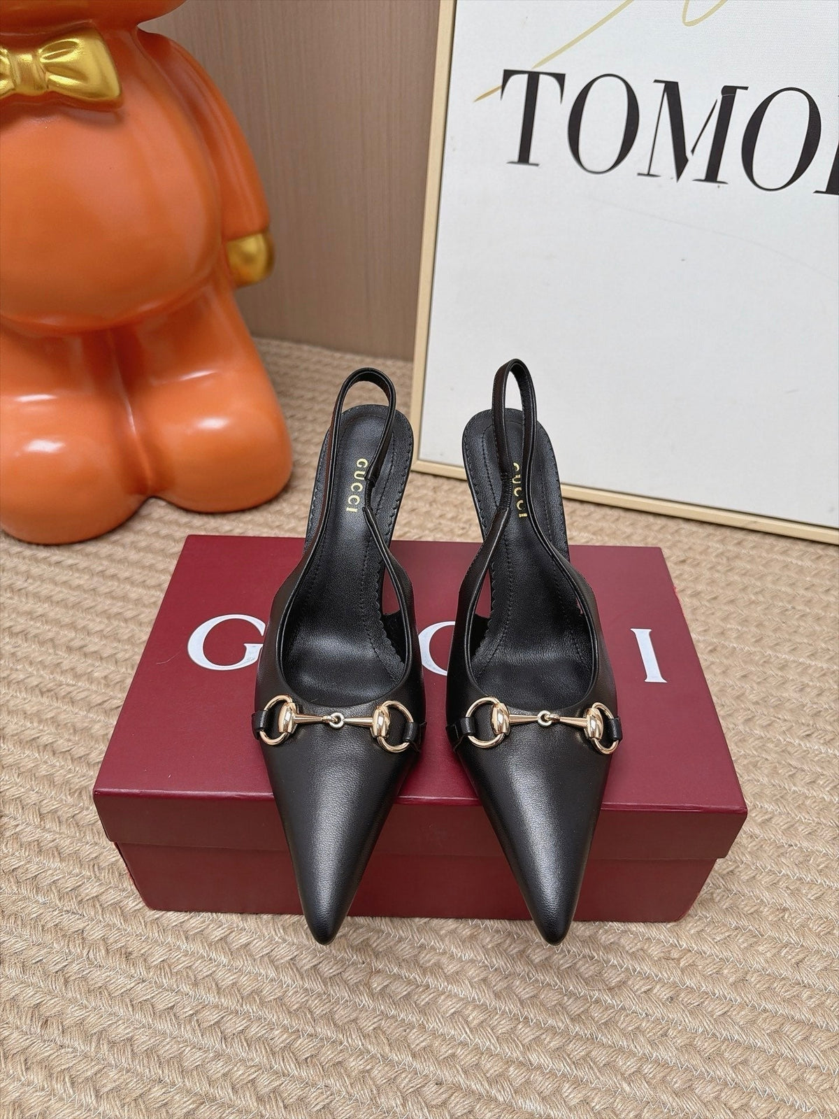 Gucci 26s Slingback Heels 10.5cm Black Lambskin