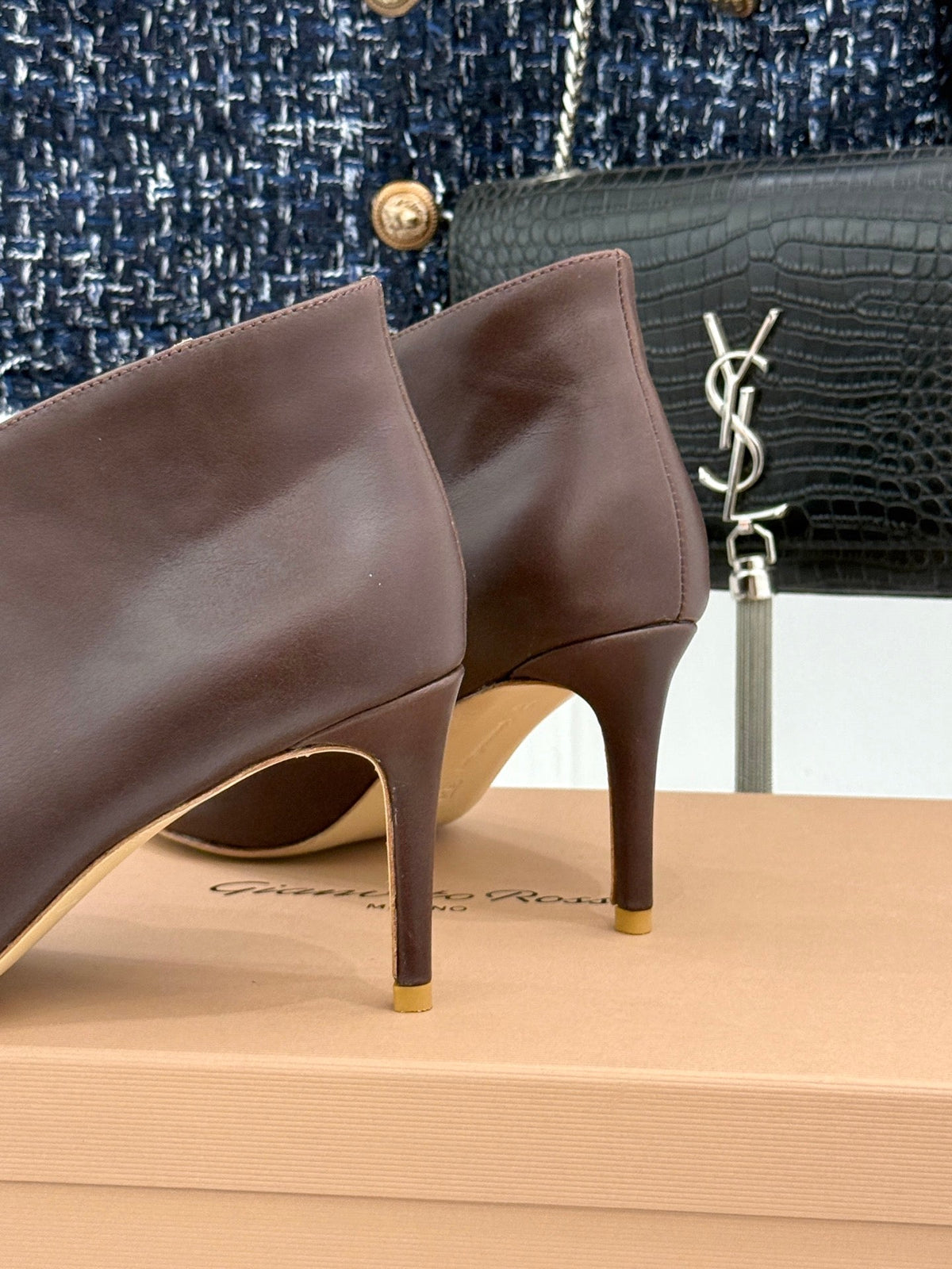 GR 26s Vania Pumps 9cm Brown Leather 175085
