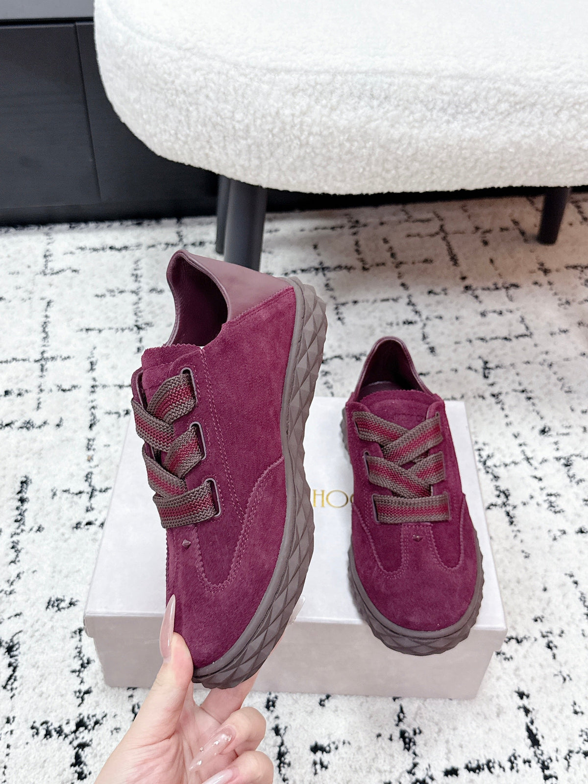 Jimmy Choo 26S Sneakers Dark Red Suede 492165
