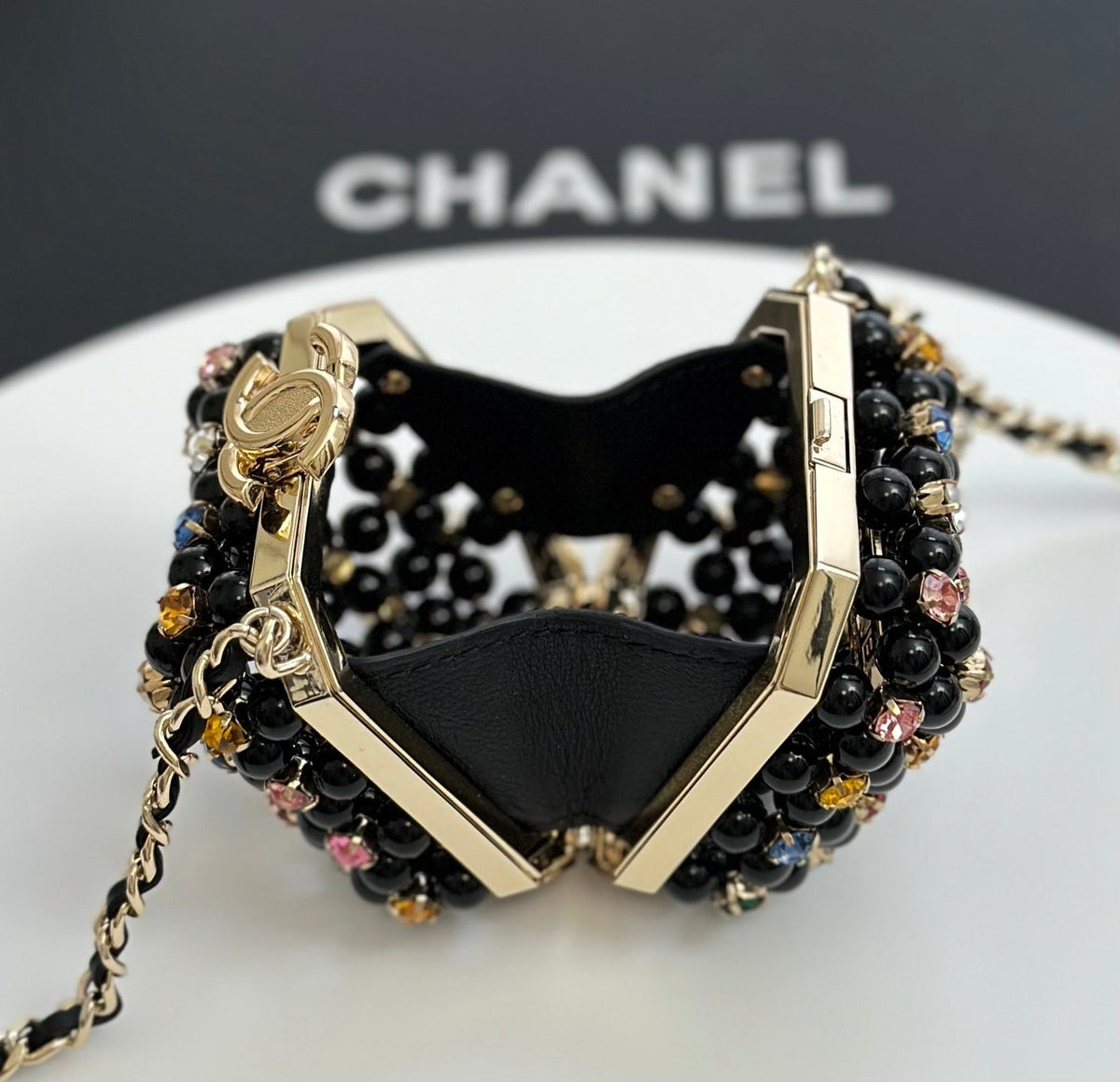 CC Cruise Mini Evening Bag 8cm Pearl Multicolor Crystal Rhinestones 01